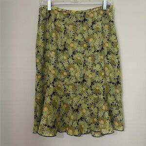Norton McNaughton- Beautiful Navy and Green/Yellow Floral Skirt Size 10 -